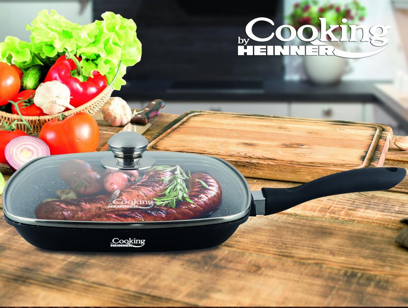 Heinner Tigaie Tigaie Grill Heinner HR-SCO-A0928A | 28cm, Aluminiu, Capac, Dark Line