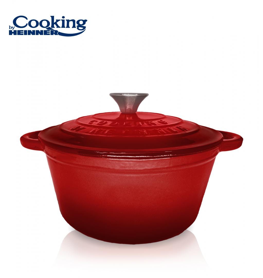 HEINNER CRATITA FONTA EMAILATA+CAPAC 22X9.5CM,2.9L, RED LINE, COOKING BY HEINNER