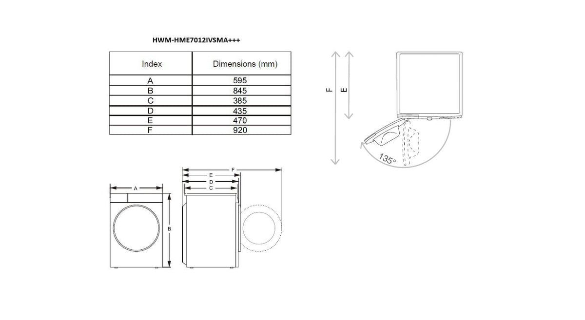 Heinner Resigilat - Masina de spalat rufe [RESIGILAT] Masina de spalat rufe Heinner HWM-HME7012IVSMA+++ | 7kg, 1200RPM, A+++, Motor Inverter, Display Digital, 59.5x46.5x84.5cm