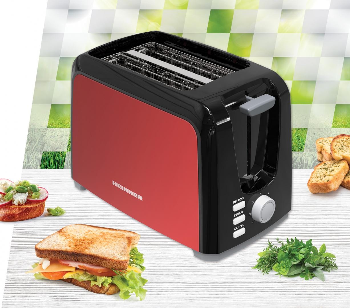 Heinner Prajitor de paine Prajitor de Paine Heinner HTP-700BKRD | 700W, 2 Felii, Negru-Rosu