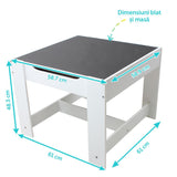Set Masuta și 2 Scaune pentru Copii, Alb Mdf, U-grow