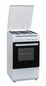 Heinner Aragaz Aragaz Mixt Heinner HFSC-V60LITGC-WH | 60cm, 4 Arzatoare, Cuptor Gaz, Alb, 50x60x85cm