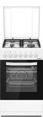 Heinner Aragaz Aragaz Mixt Heinner HFSC-S65MIXF-WH | 60cm, 4 Arzatoare, Cuptor Gaz, Alb, 49.8x61x86cm