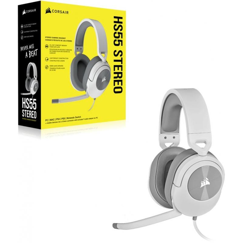 Corsair Casti Căști Corsair HS55 Stereo CA-9011261-EU | Gaming Multi-Platform, Driver 50mm, Alb