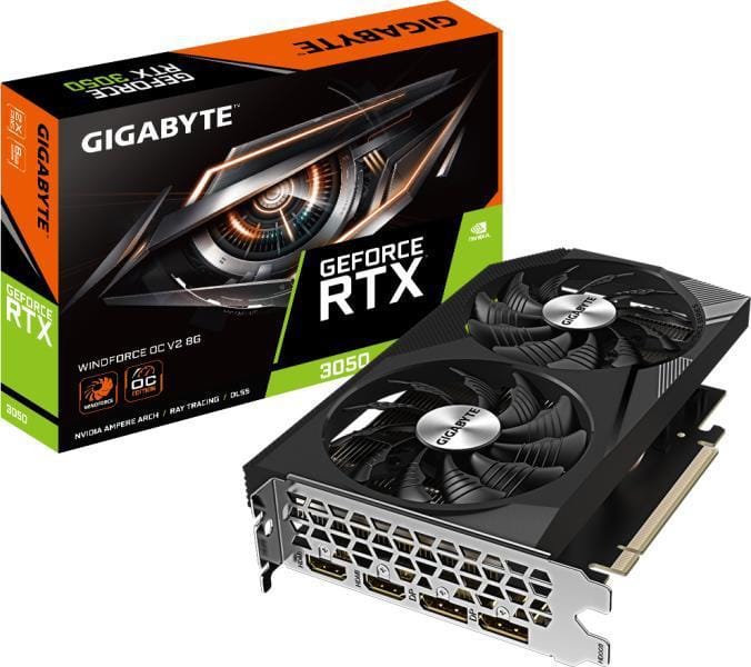 Gigabyte Placa video Placa Video Gigabyte GeForce RTX 3050 Windforce OC GV-N3050WF2OCV2-8GD | 8GB GDDR6, 128-bit, PCIe 4.0