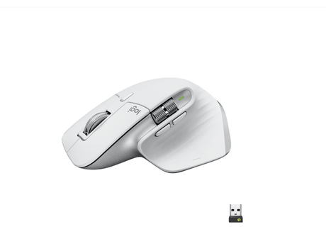 Logitech Mouse Logitech MX Master 3S, Wireless/Bluetooth fara fir, rezolutie 8000 DPI, optic, butoane/rotite 7, alb