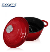 HEINNER CRATITA FONTA EMAILATA+CAPAC 22X9.5CM,2.9L, RED LINE, COOKING BY HEINNER