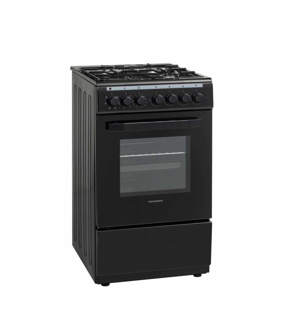 Heinner Resigilat - Aragaz [RESIGILAT] Aragaz Heinner HFSC-V60LITGC-BK | 60cm, 4 Arzatoare, Cuptor Electric, Timer, 50x60x85cm