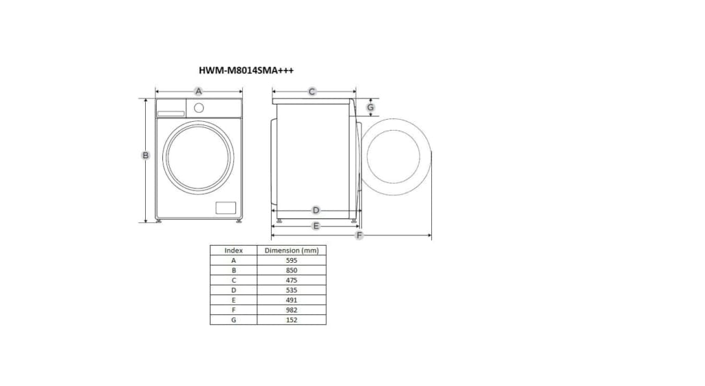 Heinner Masina de spalat rufe Masina de spalat rufe Heinner HWM-M8014SMA+++ | Slim, 8kg, 1400RPM, Clasa A, 59.5x47.5x85cm