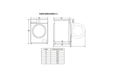 Heinner Masina de spalat rufe Masina de spalat rufe Heinner HWM-M8014SMA+++ | Slim, 8kg, 1400RPM, Clasa A, 59.5x47.5x85cm