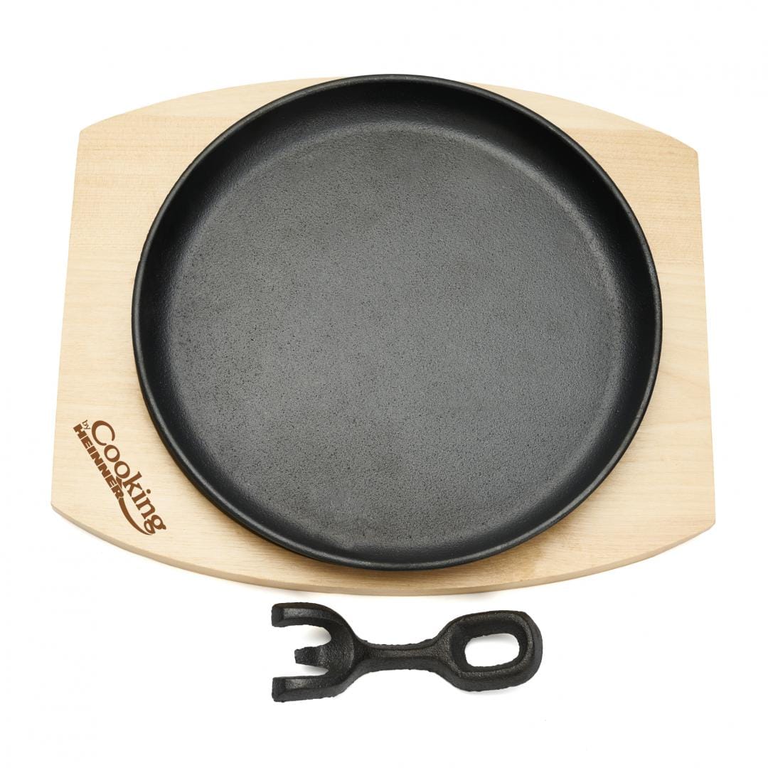 Heinner Articole bucatarie Platou Servire Heinner HR-YT-912 | 22cm, Fonta Pura, Maner Detasabil, Baza Lemn