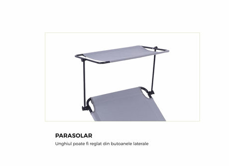 Heinner Sezlong Sezlong Heinner DSZP012 | 186x55x24cm, Cu Parasolar, Gri