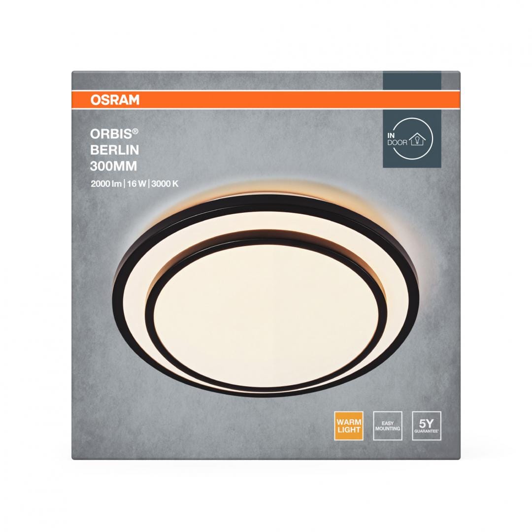 Osram Plafoniera LED Plafoniera LED OSRAM Orbis Berlin 300 | 16W, 2000lm, 3000K, Ø30cm, Negru