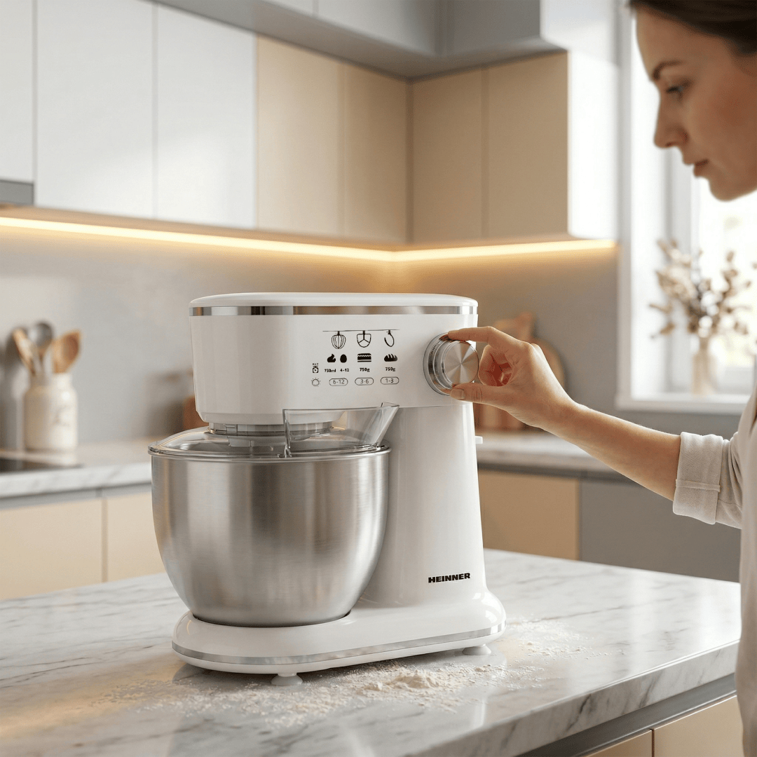 Heinner Resigilat - Mixer [RESIGILAT] Mixer Planetar Heinner HPM-1000WHCH | 1000W, Bol Inox 5L, 10 Viteze, Alb