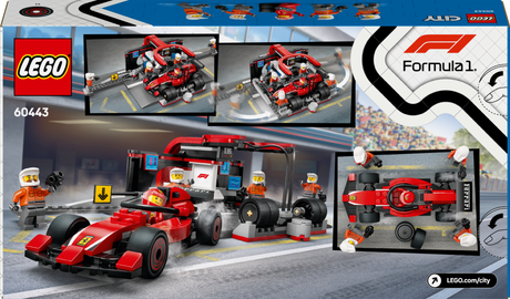 Set Constructie LEGO City 60443 | Boxa Mecanica Ferrari, Masina, Cadou