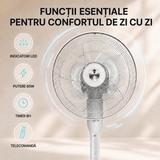 [RESIGILAT] Ventilator Heinner HSF-L360WH | 2 in 1, Oscilare 360°, Timer 8h, Control Digital, Telecomanda