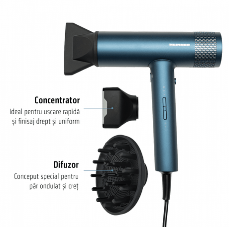 Heinner Uscator de par Uscator de par Heinner HHD-Y18BLDC-BL | Motor BLDC, 1800W, Ionizare