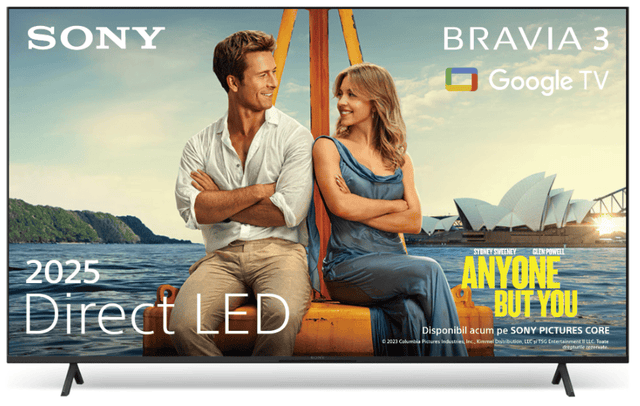 Sony Televizor Sony BRAVIA 3 LED 65S35, 164 cm, Smart Google TV, 4K Ultra HD, Clasa E