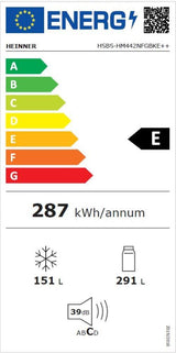 Heinner Side by side Side by Side Heinner HSBS-HM442NFGBKE++ | 442L, No Frost, A++, Negru, 90x59x177cm