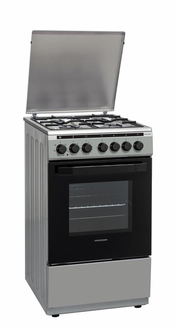 Heinner Aragaz Aragaz Mixt Heinner HFSC-V60LITGC-SS | 60cm, 4 Arzatoare Gaz, Cuptor Electric, Inox, 50x60x85cm