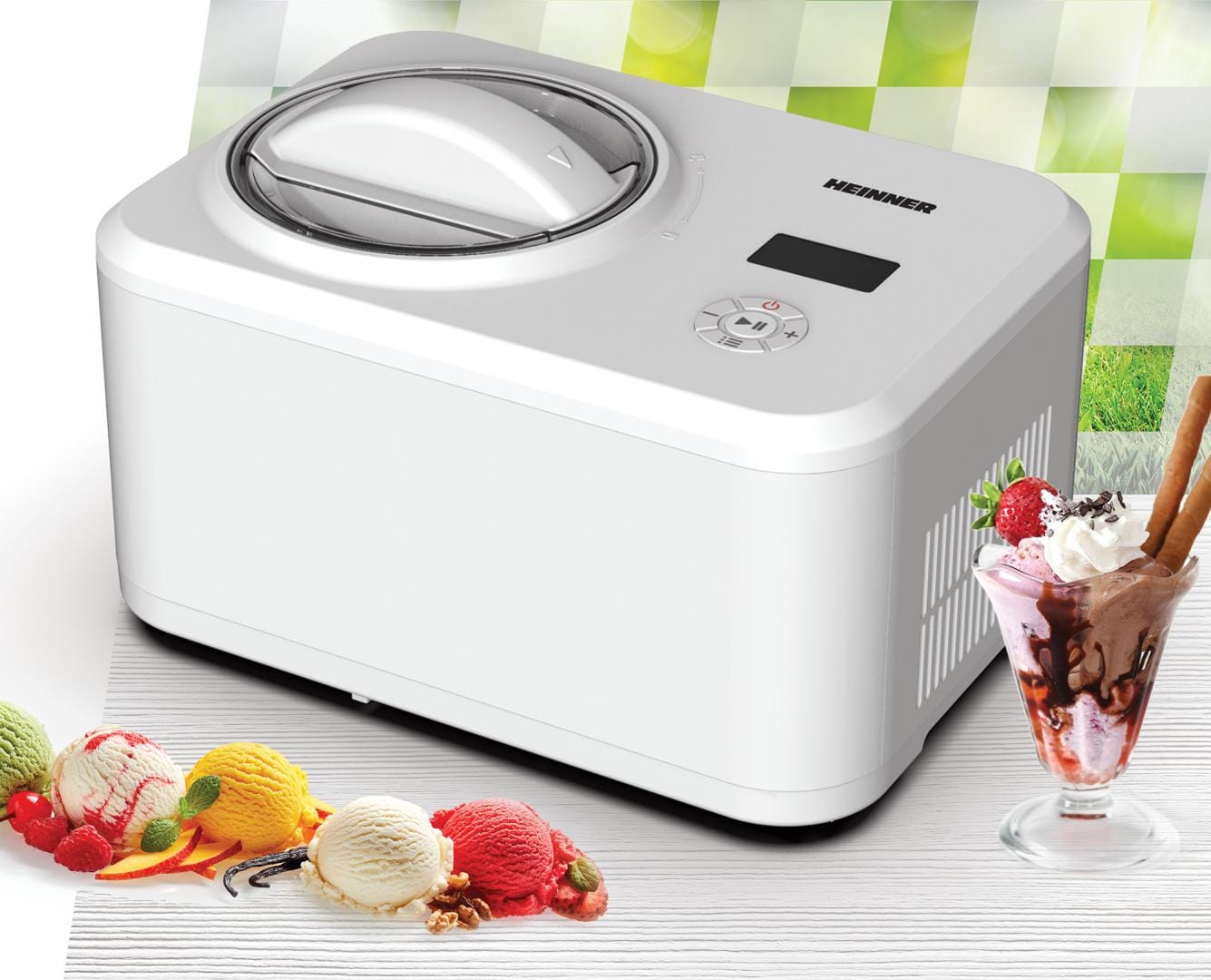 Heinner Aparat de facut inghetata Aparat de Inghetata Heinner Glace HICM-150WHYG | 1.5L, 150W, Alb/Galben
