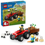 Tractor de Ferma Rosu cu Remorca și Oi, Lego 60461