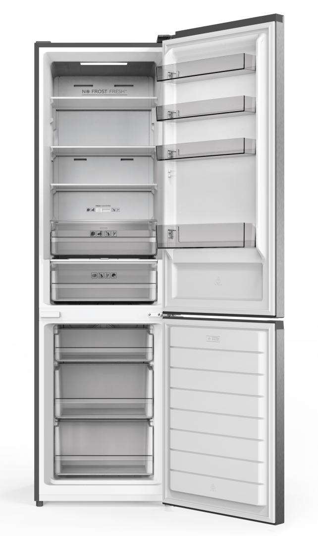 Heinner Combina frigorifica Combina Frigorifica Heinner HCNF-HM377INVXC | 377L, No Frost, Clasa E, Inox, 60x67.5x200.5cm