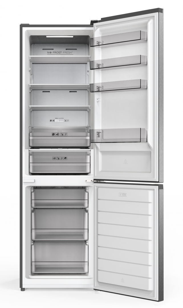 Combina frigorifica Heinner HCNF-HM377INVXC, No Frost, compresor Inverter, clasa energetica: C, capacitate totala: 377 L