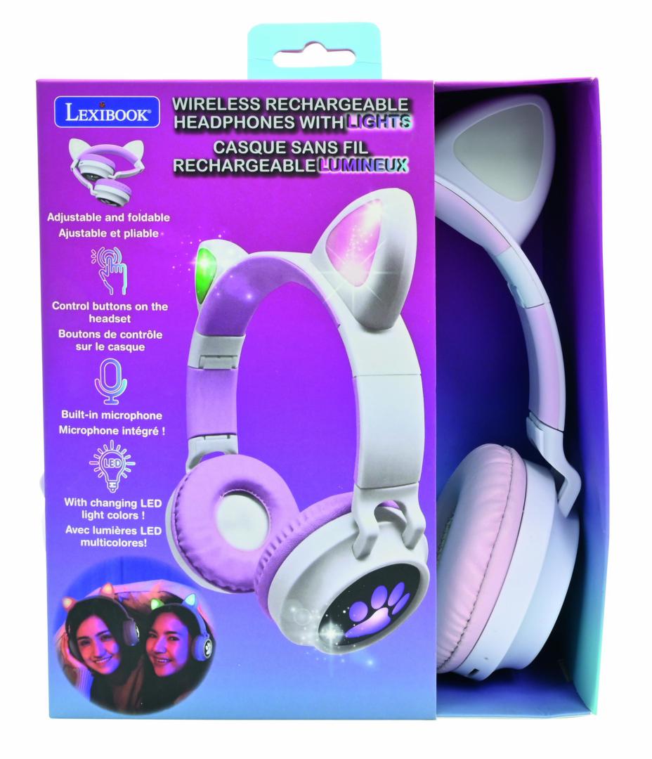 Casti Wireless cu Urechi de Pisica și Lumini, Lexibook