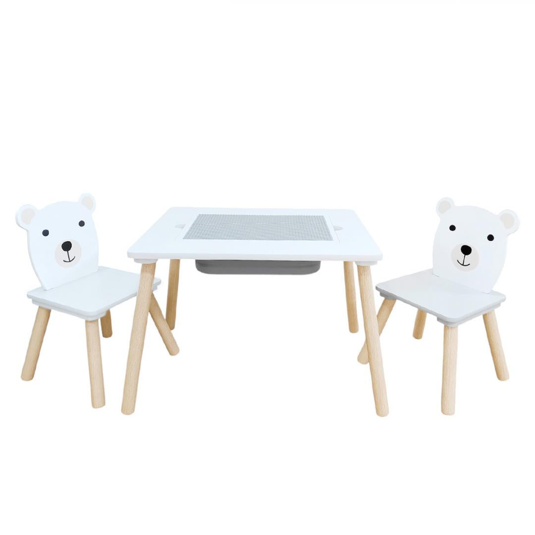 Set Masuta și 2 Scaune, cu Spatiu de Activitati, Bear, U-grow