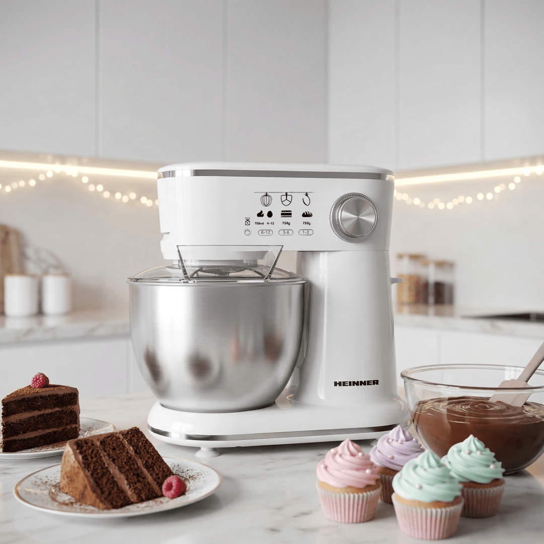 Heinner Resigilat - Mixer [RESIGILAT] Mixer Planetar Heinner HPM-1000WHCH | 1000W, Bol Inox 5L, 10 Viteze, Alb