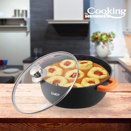 HEINNER SEMIOALA ALUMINIU TURNAT +CAPAC, 32 CM X 14.5 CM , 10 L, DARK LINE, COOKING  BY HEINNER 