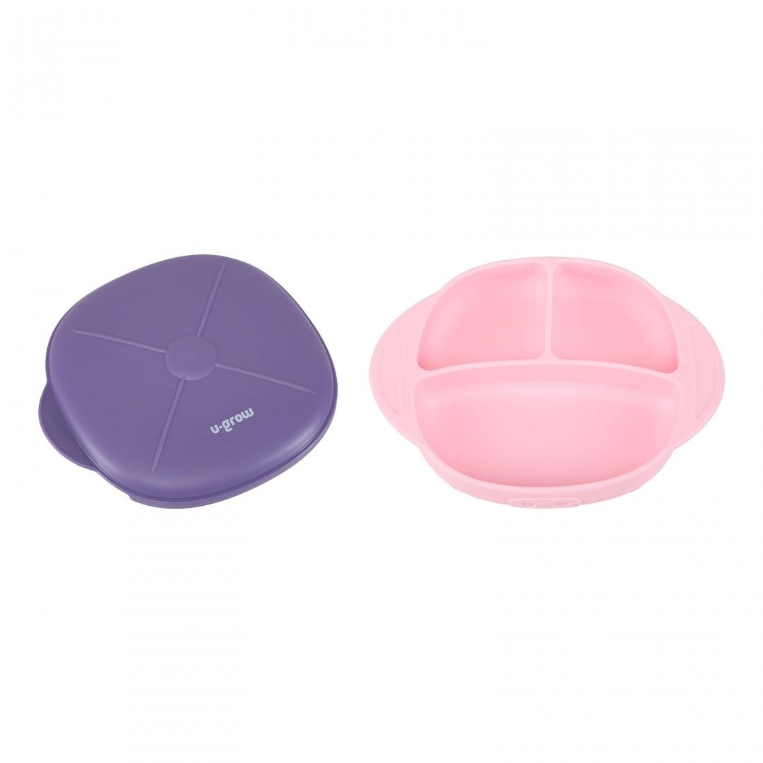 Farfurie Silicon cu Capac, Mov, U-grow