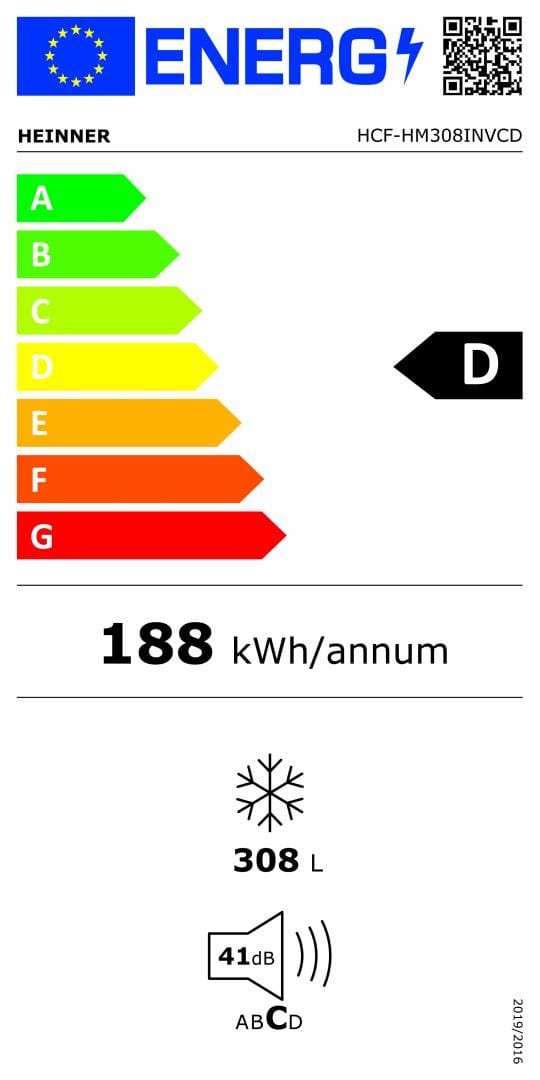 Heinner Lada frigorifica Lada Frigorifica Heinner HCF-HM308INVCD | 308L, Clasa F, Inverter, No Frost