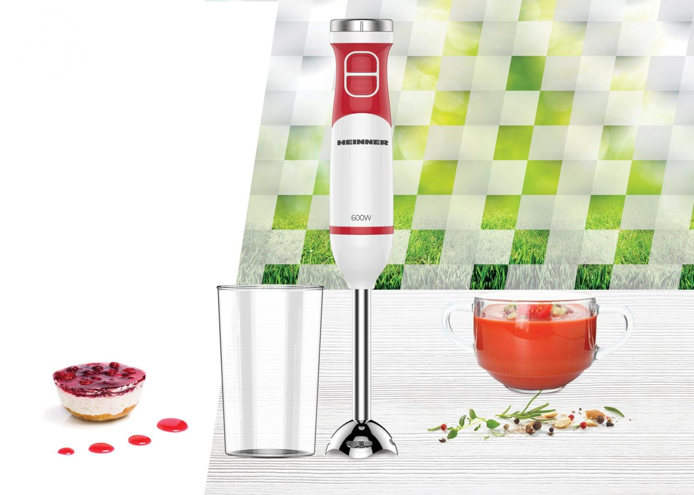 Heinner Blender Blender De Mana Heinner HHB-D600WHR | 600W, NewFlex, Alb/Rosu