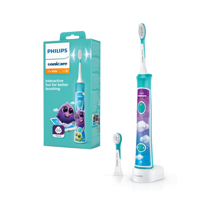 Philips Periuta de dinti electrica pentru copii PHILIPS Sonicare For Kids HX6322/04, 62000 miscari/min, 2 programe, 2 capete, Albastru, L x A x I (mm) 110x64x220