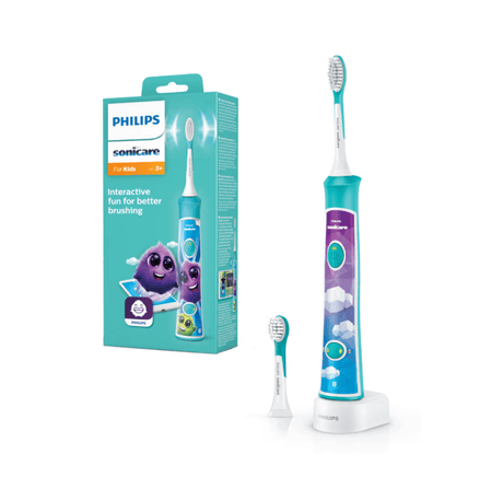 Philips Periuta de dinti electrica pentru copii PHILIPS Sonicare For Kids HX6322/04, 62000 miscari/min, 2 programe, 2 capete, Albastru, L x A x I (mm) 110x64x220