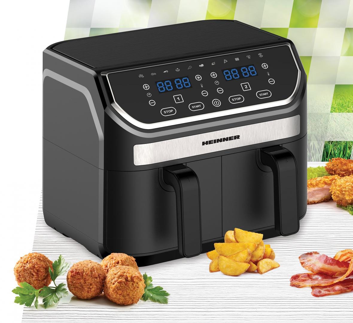 Heinner Air Fryer Air Fryer Heinner HAF-KDB1700BK | 1700W, Dubla, 8L, Digital, Negru