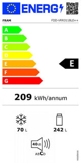 Fram Frigider Frigider Fram FDD-VRR311BLE++ | 311L, Clasa E, No Frost, Negru, 60.5x63.5x179.4cm