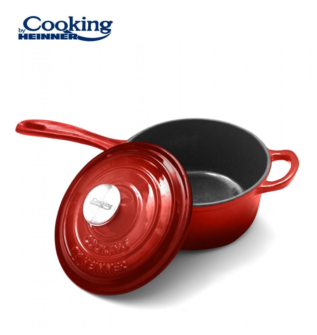 HEINNER CASEROLA FONTA EMAILATA + CAPAC 19 X 9 CM, 1.8 L, RED LINE, COOKING BY HEINNER