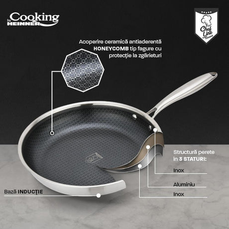 Heinner Tigaie Tigaie Heinner HR-MRK-28T | Inox 3 Straturi, 28cm, Titanium3, 5.5cm