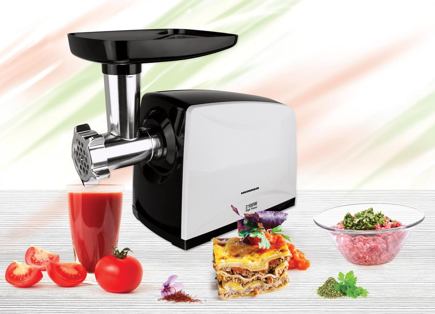 Heinner Masina de tocat Masina de Tocat Heinner MG-2100BKWH | 2100W, Accesorii Incluse, Negru/Alb
