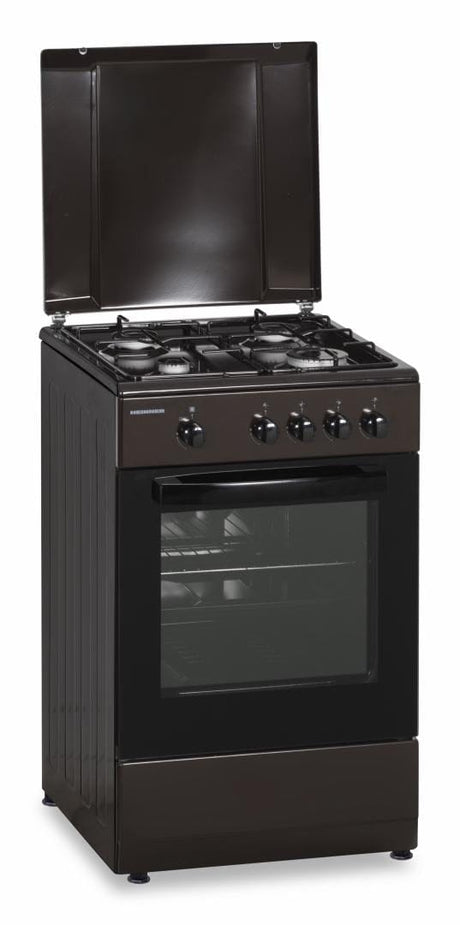 Heinner Aragaz Aragaz Gaz Heinner HFSC-SME50BRW | 50cm, 4 Arzatoare, Cuptor Gaz, Maro, 50x50x85cm