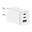 Baseus Incarcator retea Baseus GaN5 PRO, Quick Charge 65W, 2 porturi USB PD, 1 port USB Quick Charge, include cablu USB -C la USB-C de 100W, lungime 1m, alb