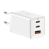 Baseus Incarcator retea Baseus GaN5 PRO, Quick Charge 65W, 2 porturi USB PD, 1 port USB Quick Charge, include cablu USB -C la USB-C de 100W, lungime 1m, alb