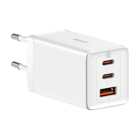 Baseus Incarcator retea Baseus GaN5 PRO, Quick Charge 65W, 2 porturi USB PD, 1 port USB Quick Charge, include cablu USB -C la USB-C de 100W, lungime 1m, alb