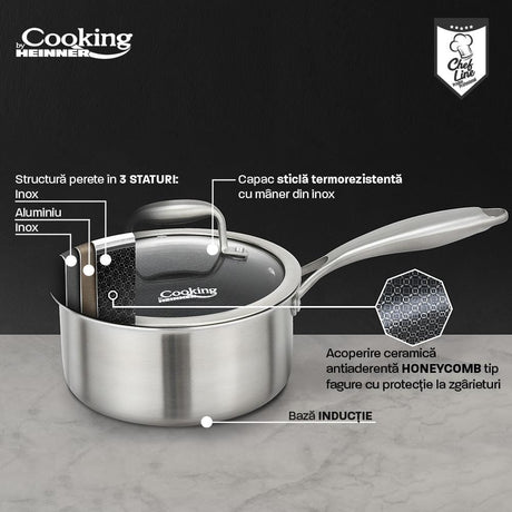 Heinner Caserola Caserola Cu Capac Heinner HR-MRK-16 | 16x8.5 cm, 1.6L, Titanium3