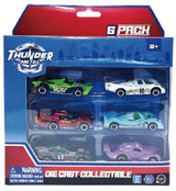 Macheta Die Cast, Set 6 Masini Curse, Scara 1/64, 7.5CM, Diverese Modele și Culori- Verde, Alb, Rosu, Bleu, Gri, Albastru, Galben, Portocaliu, Negru,