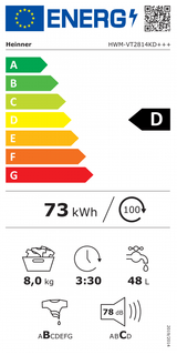 Heinner Masina de spalat rufe Masina de spalat rufe Heinner HWM-VT2814KD+++ | 8kg, 1400RPM, A+++, Display LED, Alb, 59.7x55.7x84.5cm