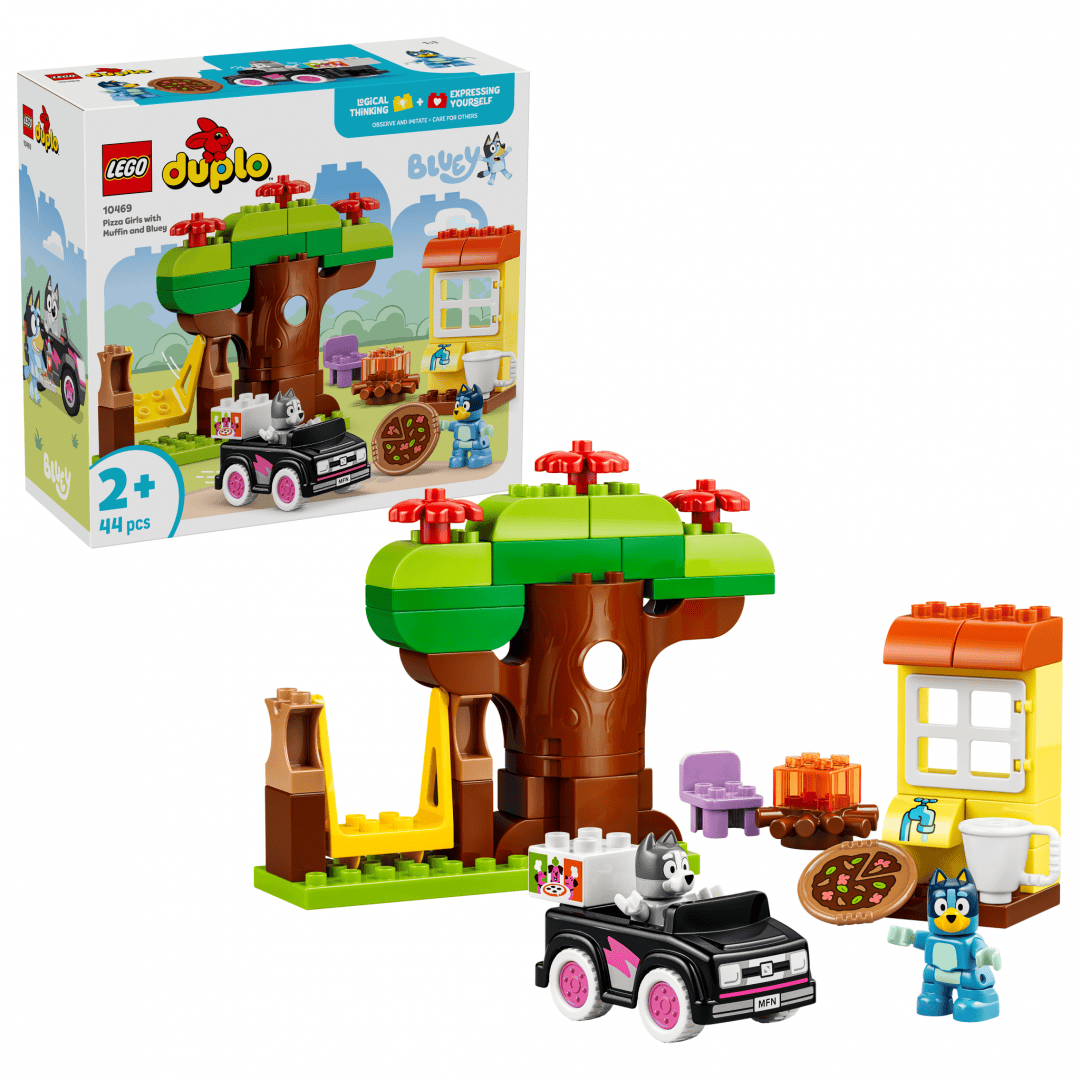 Lego Jucării Set Constructie LEGO Bluey 10469 | Muffin si Blue, Fetele care Aduc Pizza